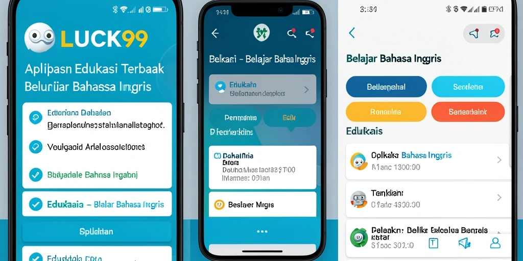 Antarmuka aplikasi 99LUCK99 untuk belajar Bahasa Inggris.