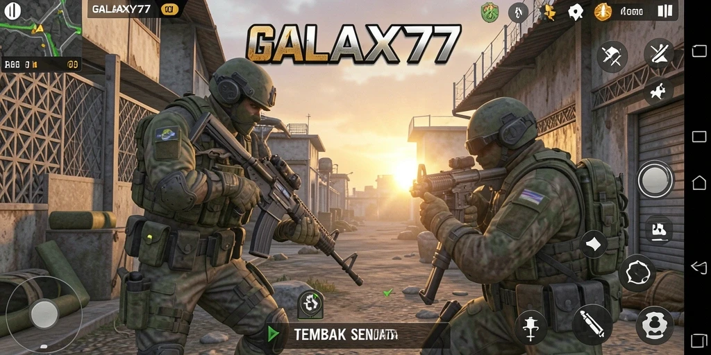 Tampilan antarmuka GALAXY77 yang menarik dan dinamis.