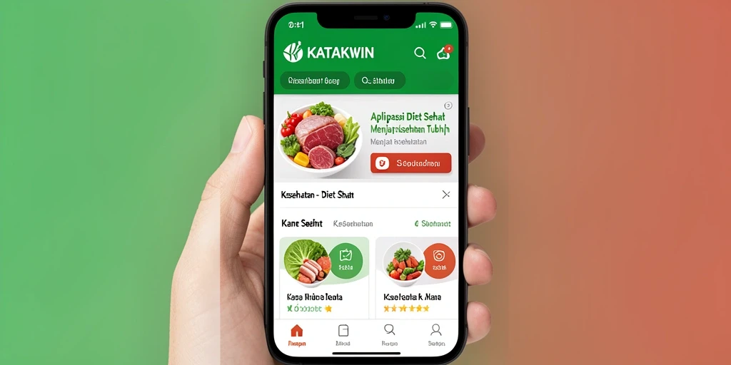 Antarmuka KATAKWIN yang menarik dan informatif untuk diet sehat.