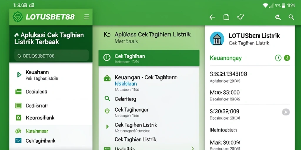 Screenshot utama LOTUSBET88 menunjukkan antarmuka cek tagihan listrik yang simpel.